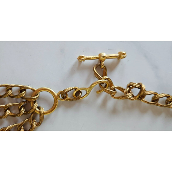 Vintage 80s Womens Chain Link Waist Belt Gold Tone Layered Adjustable Boho Swag - Picture 3 of 11